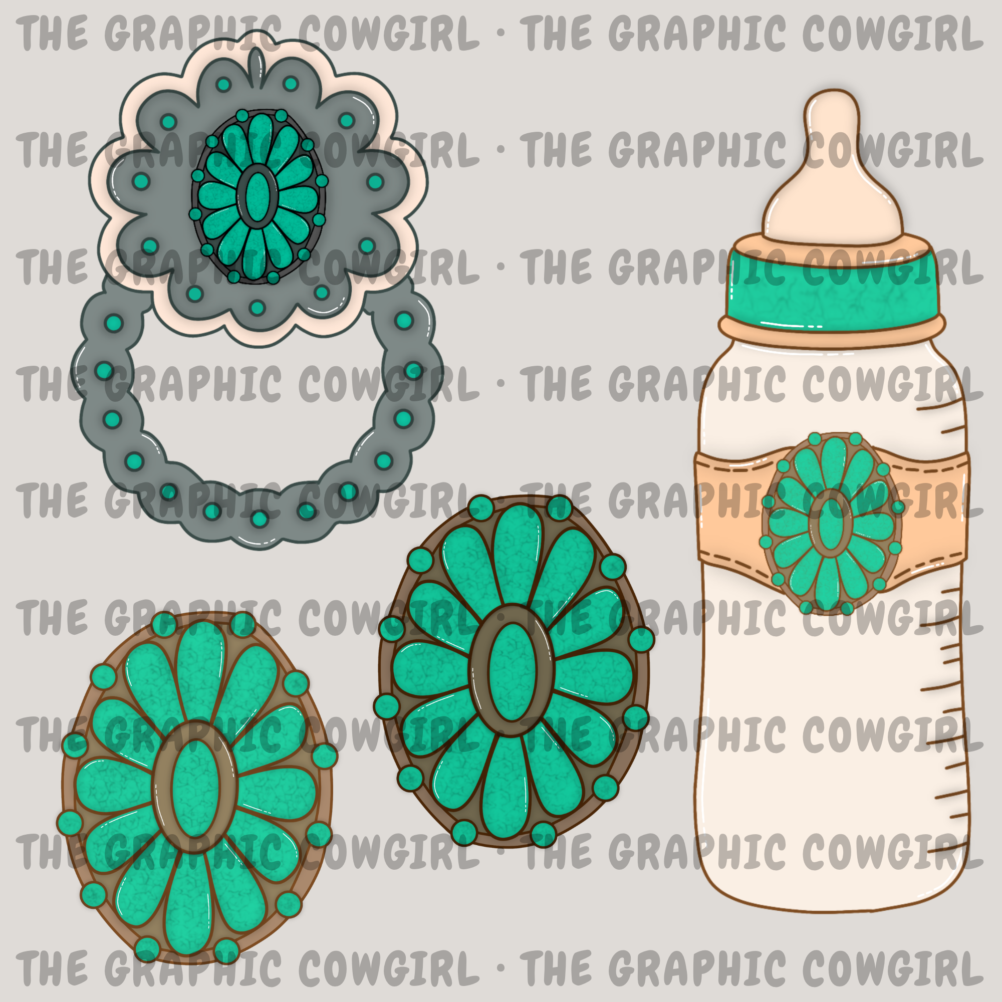 Western Baby 4pc Clipart Set