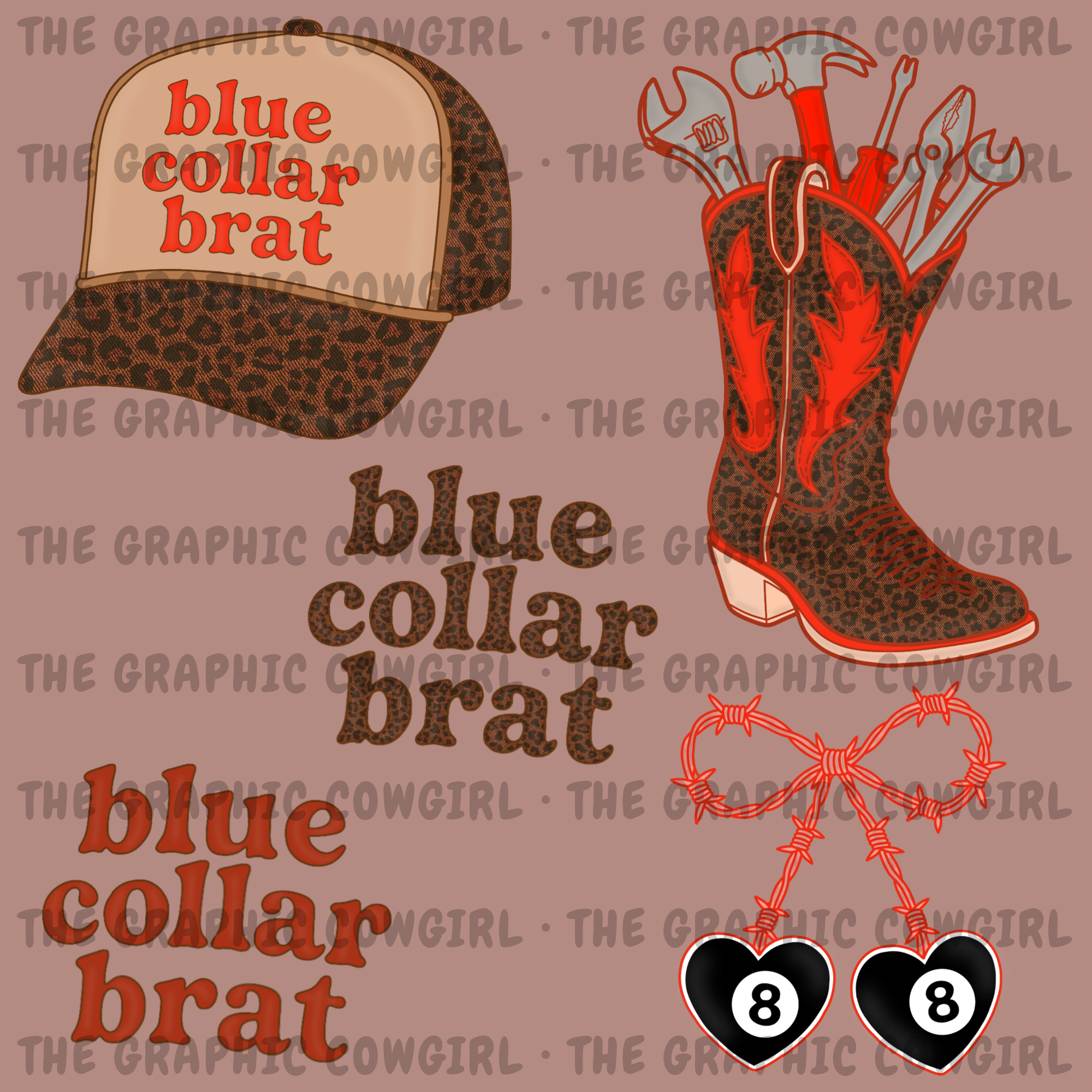 Blue Collar Brat 5pc Clipart Set