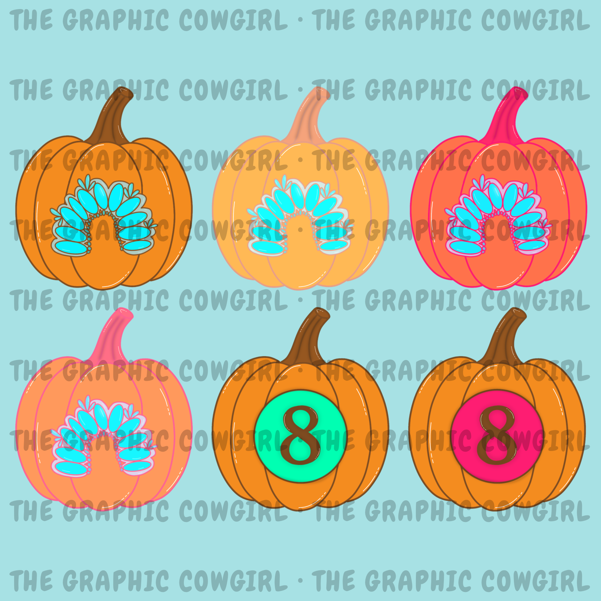Western Pumpkin 6pc Clipart Set