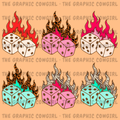 Flame Dice 6pc Clipart Set